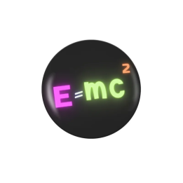 Badge personnalisé formule E=mc²