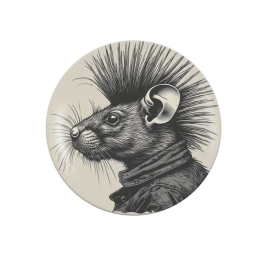 Décapsuleur aimanté personnalisé Rat Punk noir et blanc